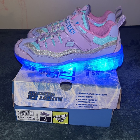 Skechers girls shoes lights ice D”lights snow park size 4 - Picture 4 of 5
